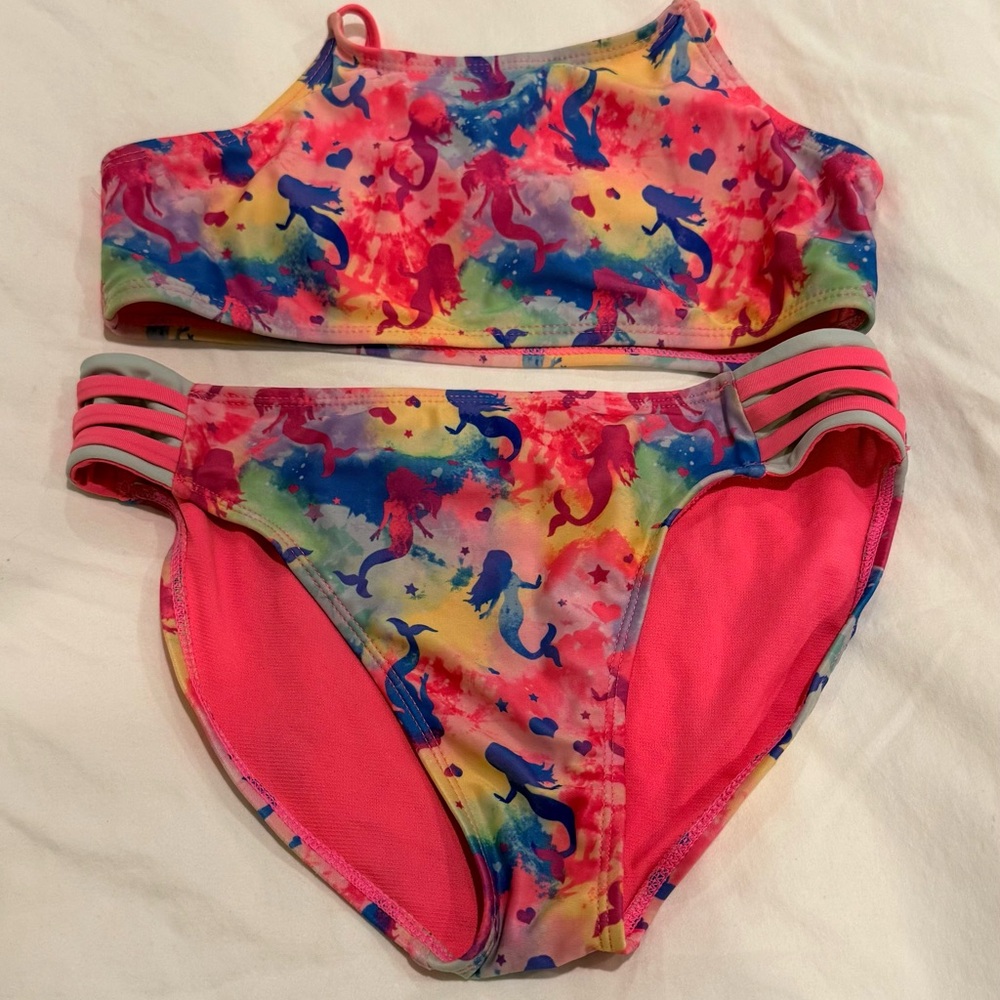 Kids Colorful Mermaid Print Swim Suit/Swimwear/Bathing Suit/Bikini Set